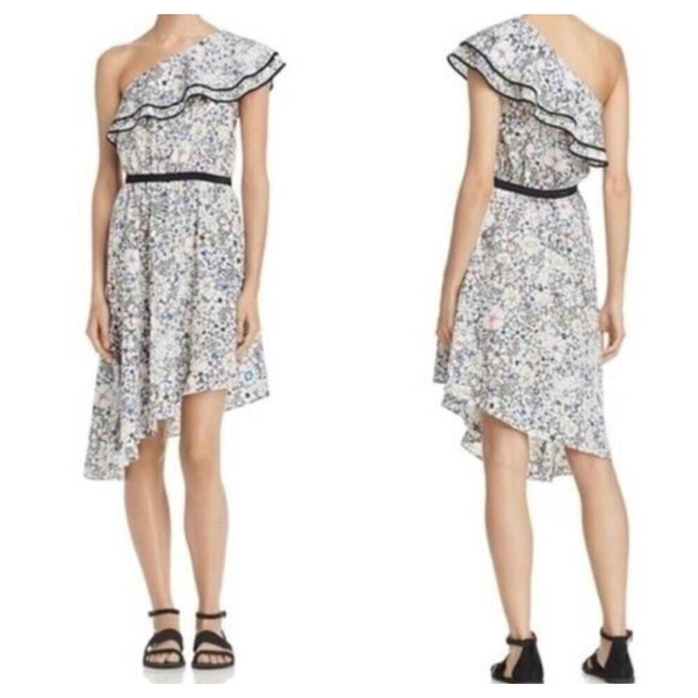 NWT Likely Daisy Ruffle One Shoulder Dress Size 12 Asymmetrical Hem